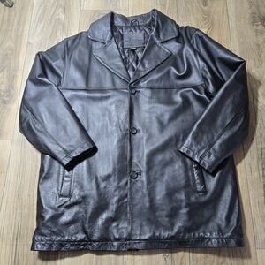 VINTAGE Knightsbridge Black Leather Jacket Mens Large 100% Leather‎ EUC